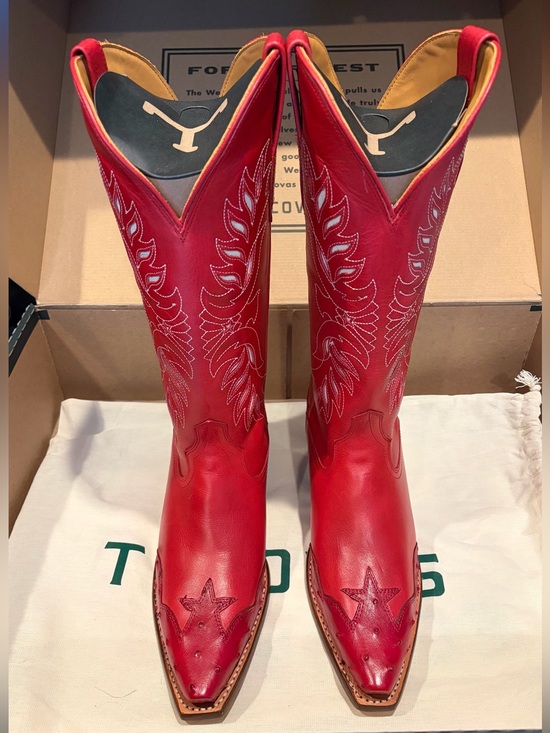 Tecovas Shoes - NIB Tecovas Annie Eagles Red Cowhide and Ostrich Cowgirl Boots